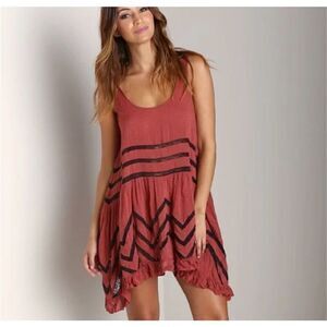 Free People Voile And Lace Trapeze Burnt Orange Slip Size S